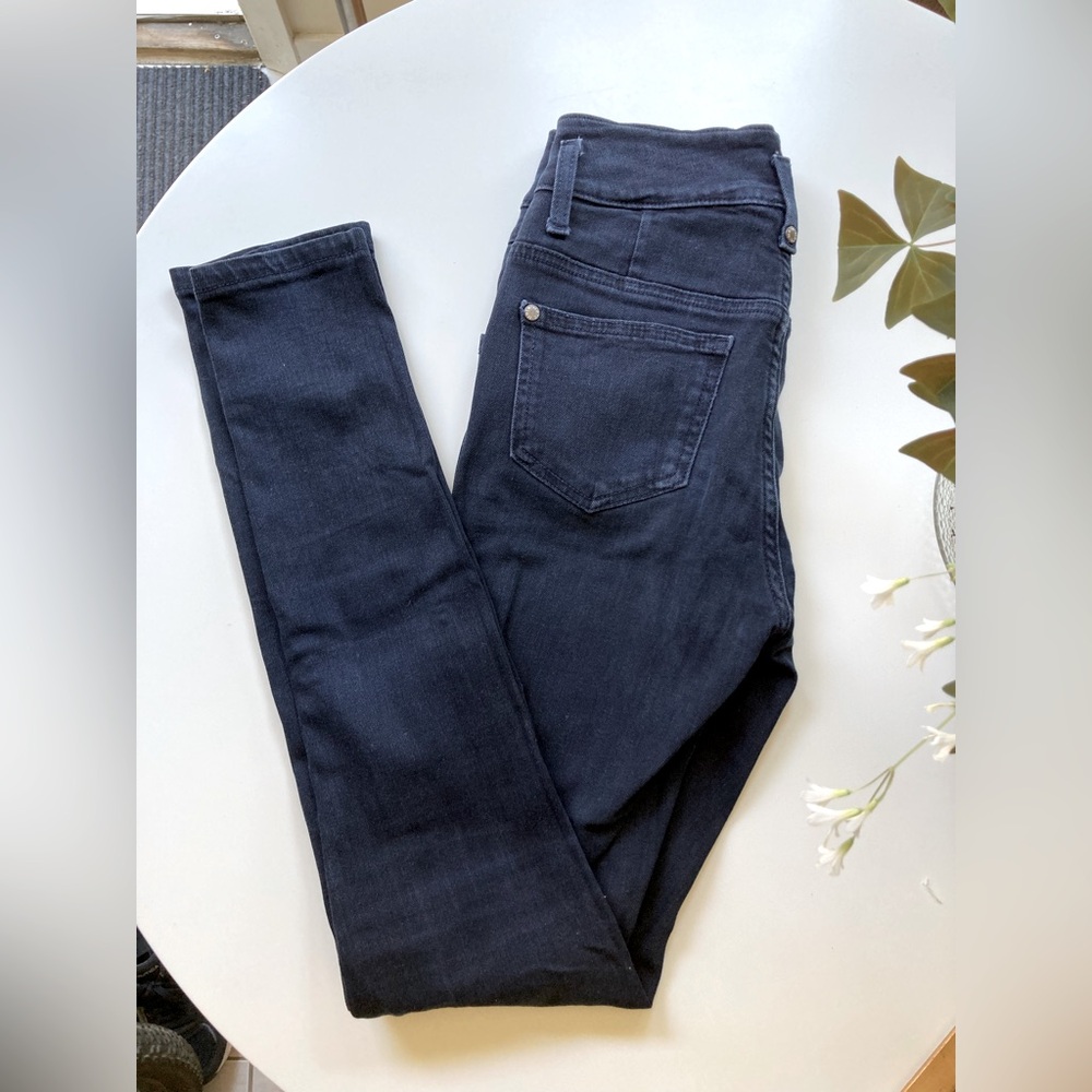 Vintage TopShop Women's Dark Blue High Waisted Moto Skinny Jeans W26 L30